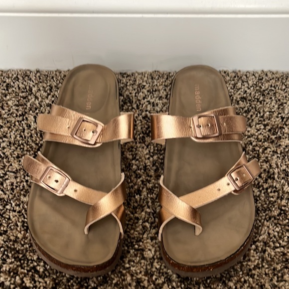 Madden Girl Rose Gold Buckle Sandals - Picture 2 of 6
